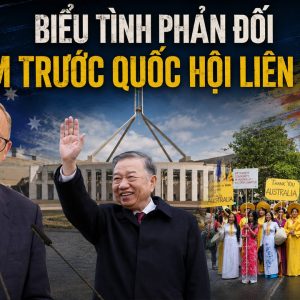 Manifestation contre Tô Lâm devant le Parlement fédéral australien
